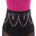 thumbnail image 3 of Silver Chain Black Color Hip-hop for Women and Girls Black Leather Chain Belt Skirt Strap Waist Thigh Harness Party Accessories Layered Waist Chain STYLE 6, 3 of 7