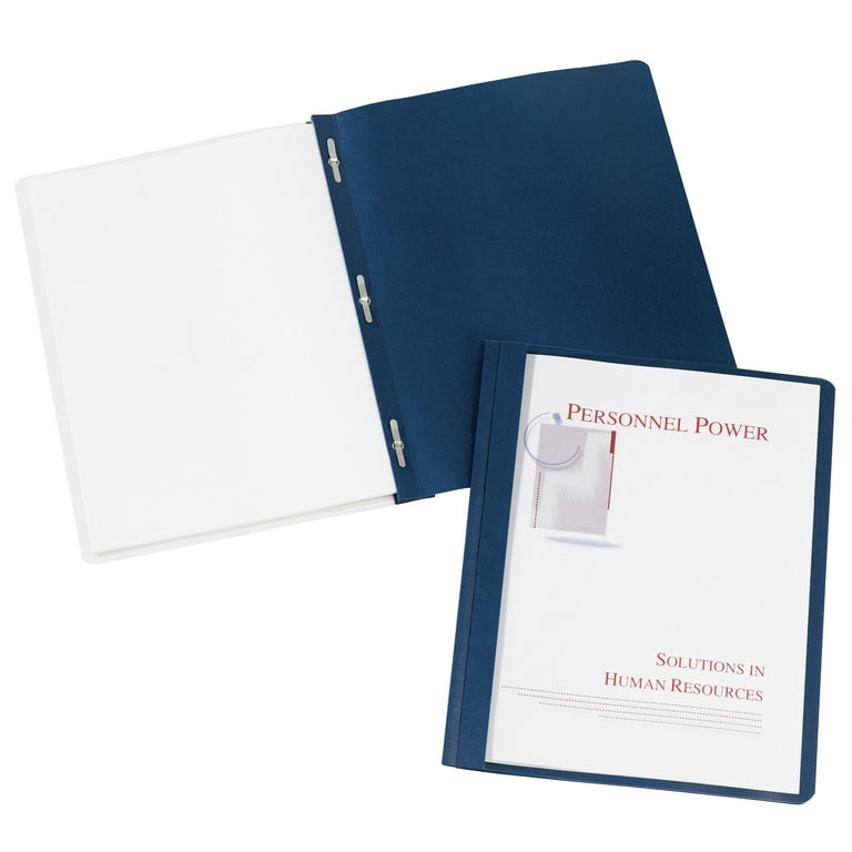 Avery Durable Clear Front Report Covers, 3 Double-Prong Fasteners, Holds up  to 25 Sheets, 25 Dark Blue Covers (47961)