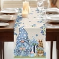 thumbnail image 3 of Table Runners 70 Inches Long Dress Scarves, Easter Farmhouse Coffee/Dining/Kitchen Table Decor, Holiday Table Runner, Farmhouse Retro Spring Rabbits Gnomes Blue Flowers 13x70 Inch, 3 of 9