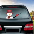thumbnail image 1 of Rear Wiper Decal Christmas Snowman Waving Wiper Sign Funny Christmas Animated 3d Sticker (Red Hat and Black Stripe Snowman), 1 of 4