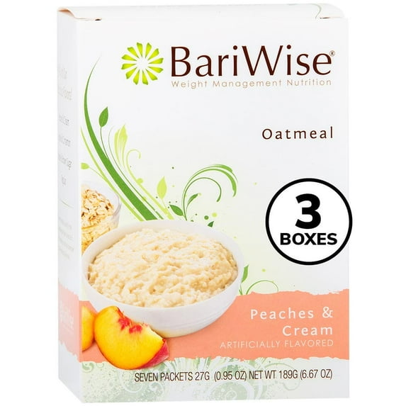 BariWise Protein Oatmeal, Peaches & Cream (7ct) Pack of 3