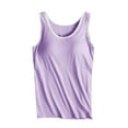 thumbnail image 2 of RKSTN Under $5 Womens Tank Tops With Built-in Padded Bra Fashion Solid Color Crew Neck Sleeveless Comfy Sleepwear Spring Summer Casual Lightweight Nightwear Tops, 2 of 6