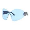 thumbnail image 2 of Womens Trendy Minimal XL Oversized Rimless Shield Sunglasses Black - Blue, 2 of 4