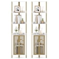 thumbnail image 1 of Gymax 2PCS 6-Tier Corner Shelf 67'' Tall Corner Bookshelf w/Cabinet & Adjustable Shelf Gold & White, 1 of 10