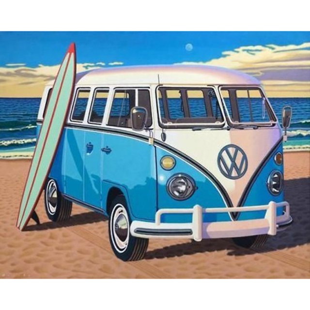 Cuadros Decorativos 5D DIY diamante pintura círculo completo diamante playa y coche w802 JShteea Nuevos Originales