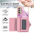 thumbnail image 6 of For Motorola Moto G Stylus 4G 2022 Marble Patterned Case with Card Holder, Back Folio Kickstand PU Leather + Soft Crystal Bumper Edge, Magnetic Clasp Back Cover,Darkpurple, 6 of 6