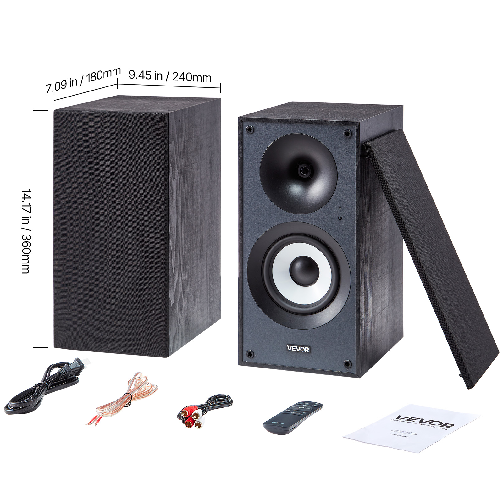 VEVOR Powered Bookshelf Speakers, 25W x 2,Active Studio Monitor Speaker with 5.5 Inch Woofer,Bluetooth/RCA/Coaxial/Optical/USB/Subwoofer Connection,Wooden Enclosure,for Record Player Turntable PC