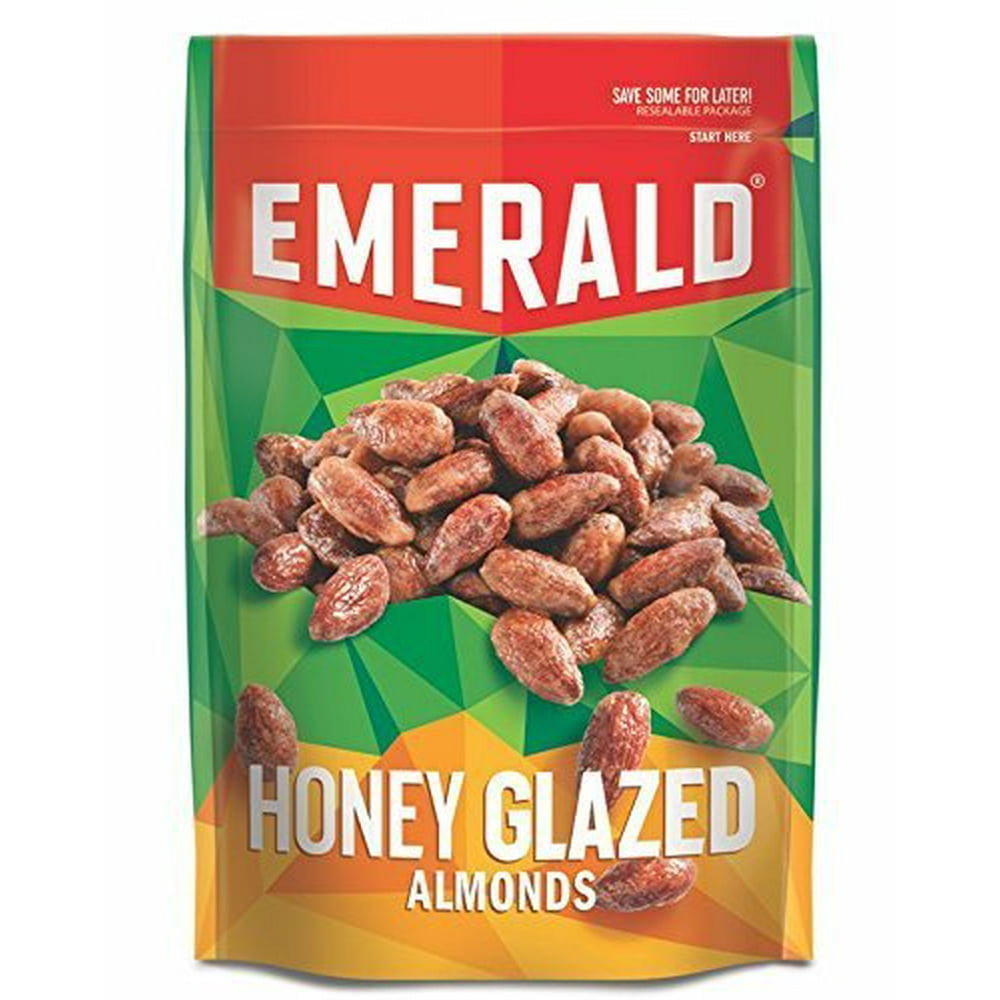 Emerald Honey Glazed Almonds, Stand Up Resealable Bag, 5.5 Ounce