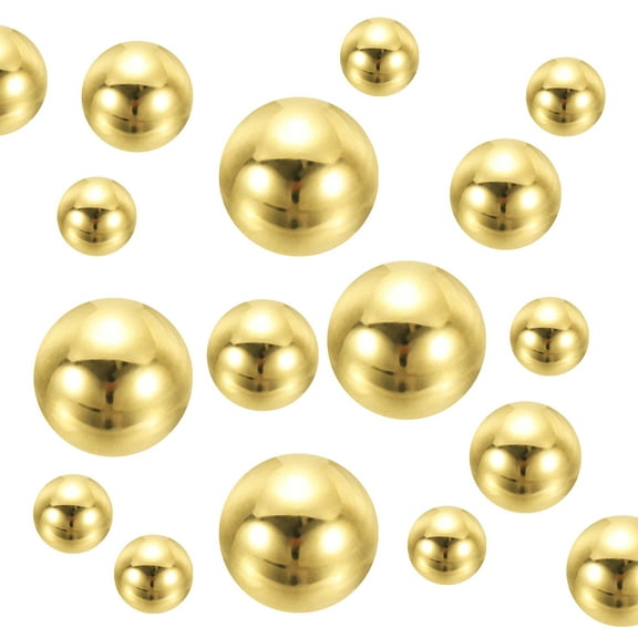 Uxcell 150Pcs Faux Pearl for Crafting, 8/14/20mm No Hole Round Pearls Beads, Gold