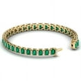 thumbnail image 2 of 925 Sterling Silver Emerald Bracelet, Yellow Gold Emerald Tennis Bracelet, Genuine Emerald Ovals and Diamond Bracelet, May Birthstone Gift, 2 of 2