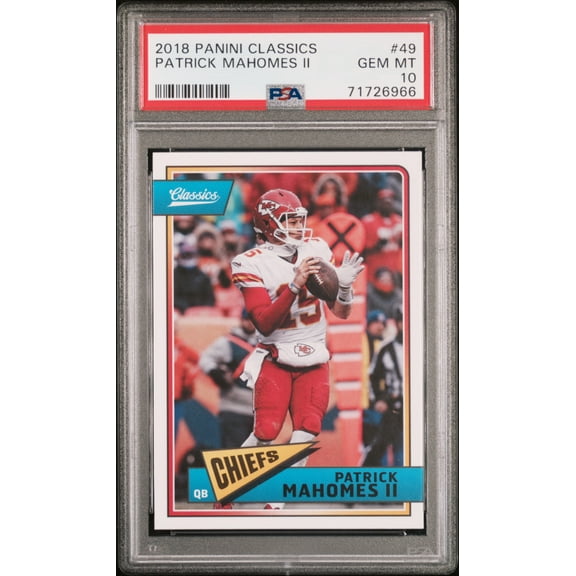 Patrick Mahomes 2018 Panini Classics Football Card #49 Graded PSA 10