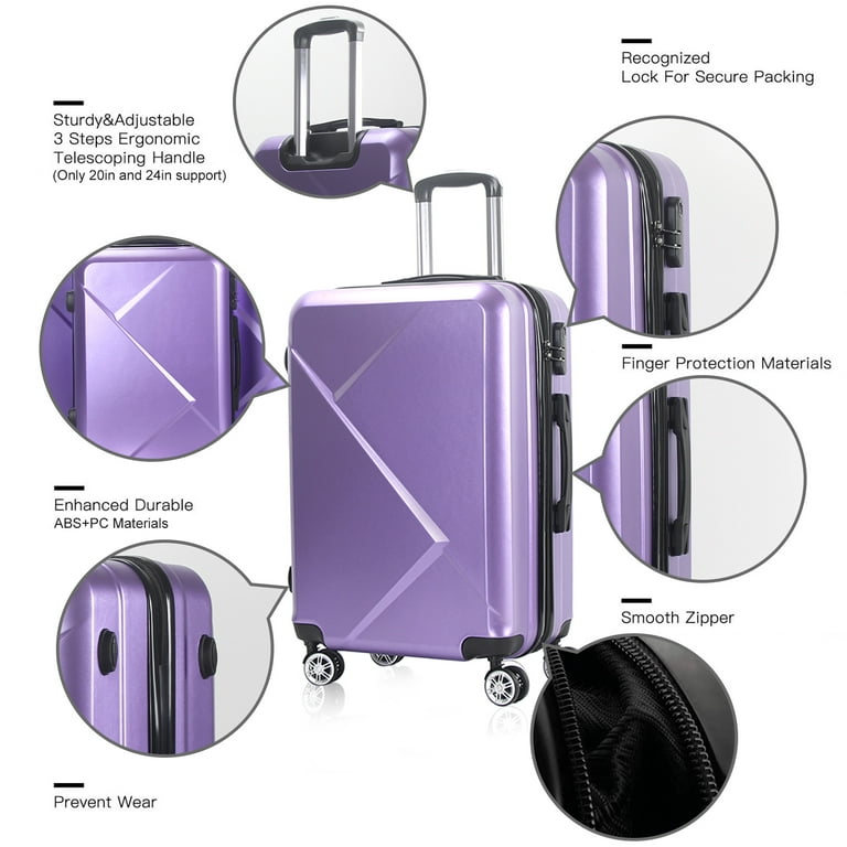 Purple Travel Trolley 20 Inch 24 28 Suitcase Designer Luggage 360º W –  Travell Well