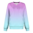 thumbnail image 5 of Enjoytime Sweatshirt for Women Printed V-Neck Long Sleeve Blouse Fall Winter Fashion Casual Pullover Sweatshirts with Pockets Sky Blue M, 5 of 5