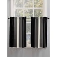 thumbnail image 3 of Kitchen Curtains 54 Inches length, Black Beige Striped Window Treatment Curtain Drapes, Modern Farmhouse Retro Lines Thermal Insulated Drapes for Basement Hotel RV, 42"x54", 2 Panels, 3 of 7