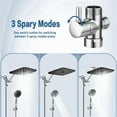 thumbnail image 4 of 12 Inch High Pressure Rain Shower Head Combo With Extension Arm- Wide Showerhead With 5 Handheld Water Spray - Adjustable Dual Showerhead With Anti-Clog Nozzles - Silver Chrome, 4 of 7
