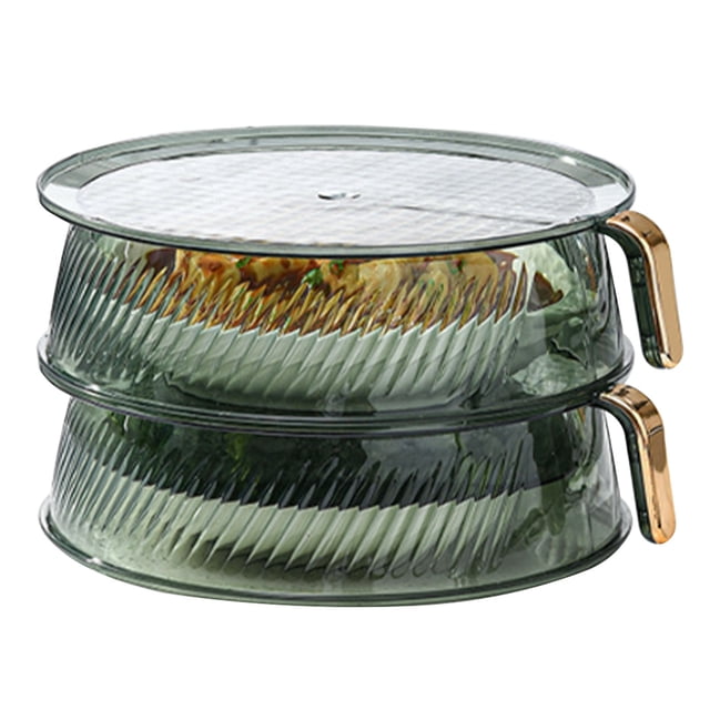 Cubierta de alimentos con aislamiento verde transparente, cubierta térmica multicapa apilable a prueba de polvo para almacenamiento de verduras, 2 capas