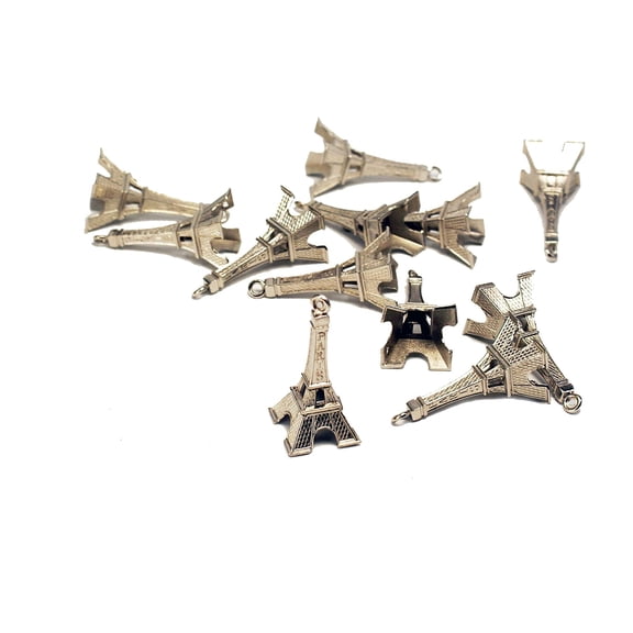 CalCastle Craft Eiffel Tower Paris France Mini Charm Silver Color 2" Tall 12 Pieces