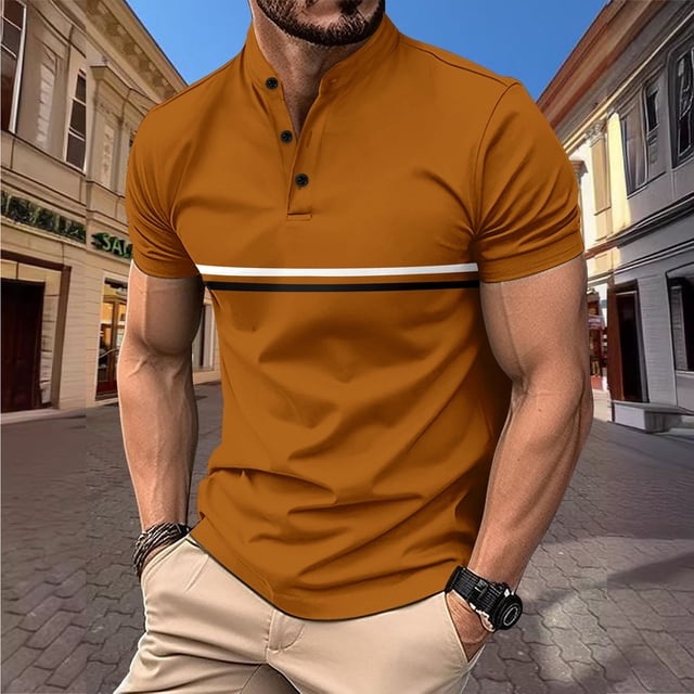 pstuiky camisetas de hombre, Camisa informal de manga corta con solapa y botones para hombre, color liso, para ejercicio camisetas de hombre xxxl