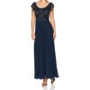 JKara Women's Dress Navy Petite Embellished Bodice Gown