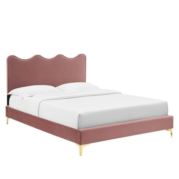 Modway Current Modern Performance Velvet Full Platform Bed - Dusty Rose Pink