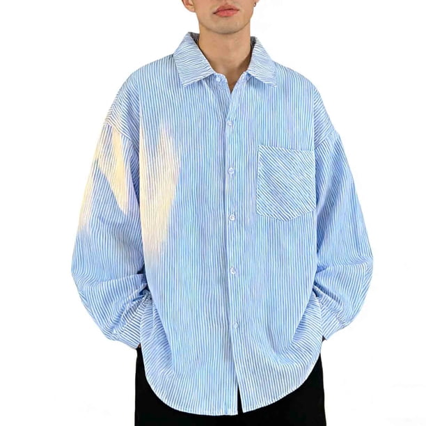 Ceisia Men's Oversize Striped Gradient-Print Long-Sleeve Button-Down Shirt for Spring/Summer Casual Gift