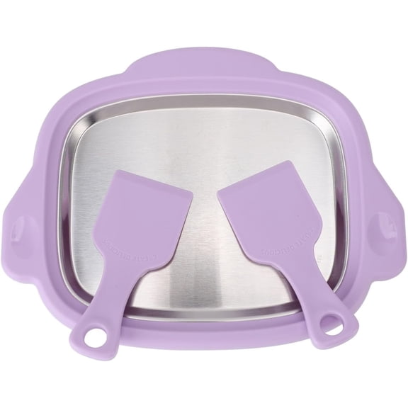 Rolled Ice Cream Maker Kit with Stainless Steel Tray, DIY At-Home Ice Cream Roll Pan with 2 Scrapers for Yogurt and Sorbet