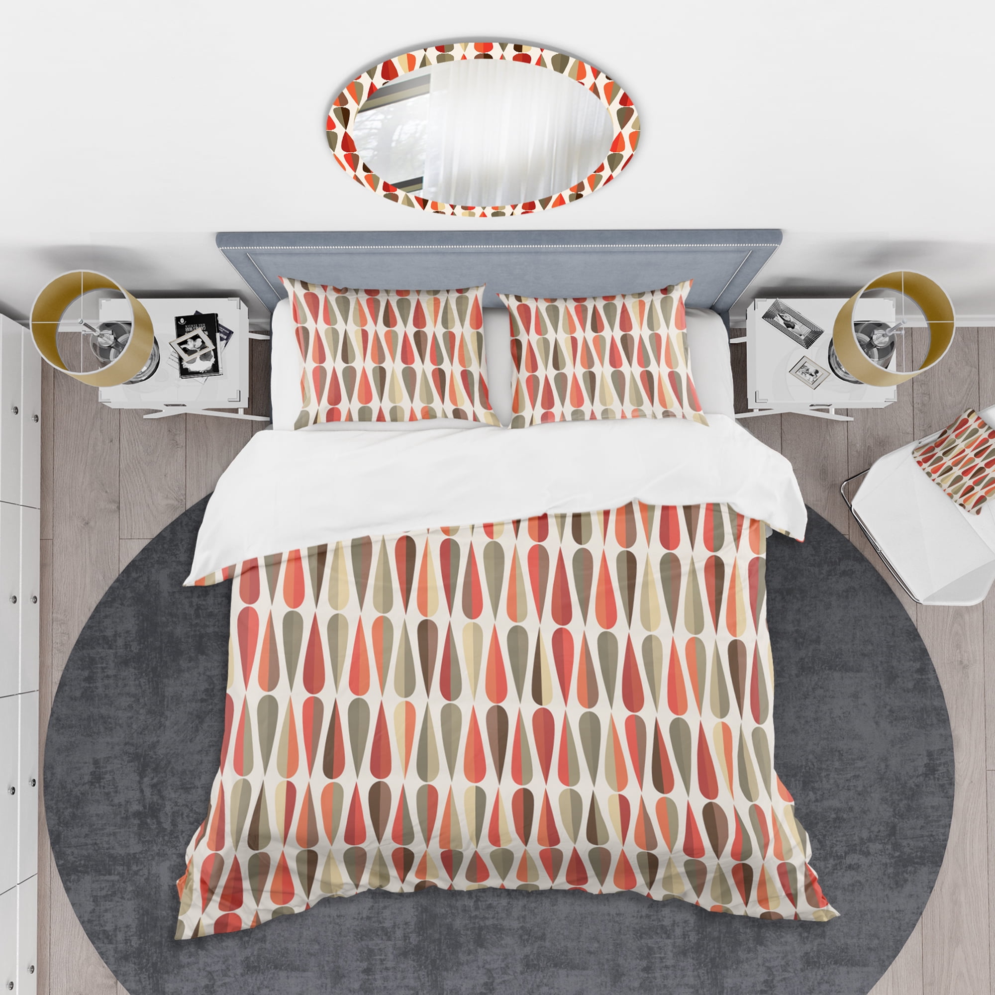 Designart 'Retro Abstract Drops IV' Mid-Century Modern Duvet Cover Set