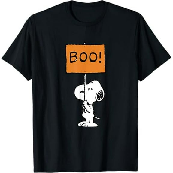 Peanuts Style Halloween Snoopy Boo Casual Tee for Adults