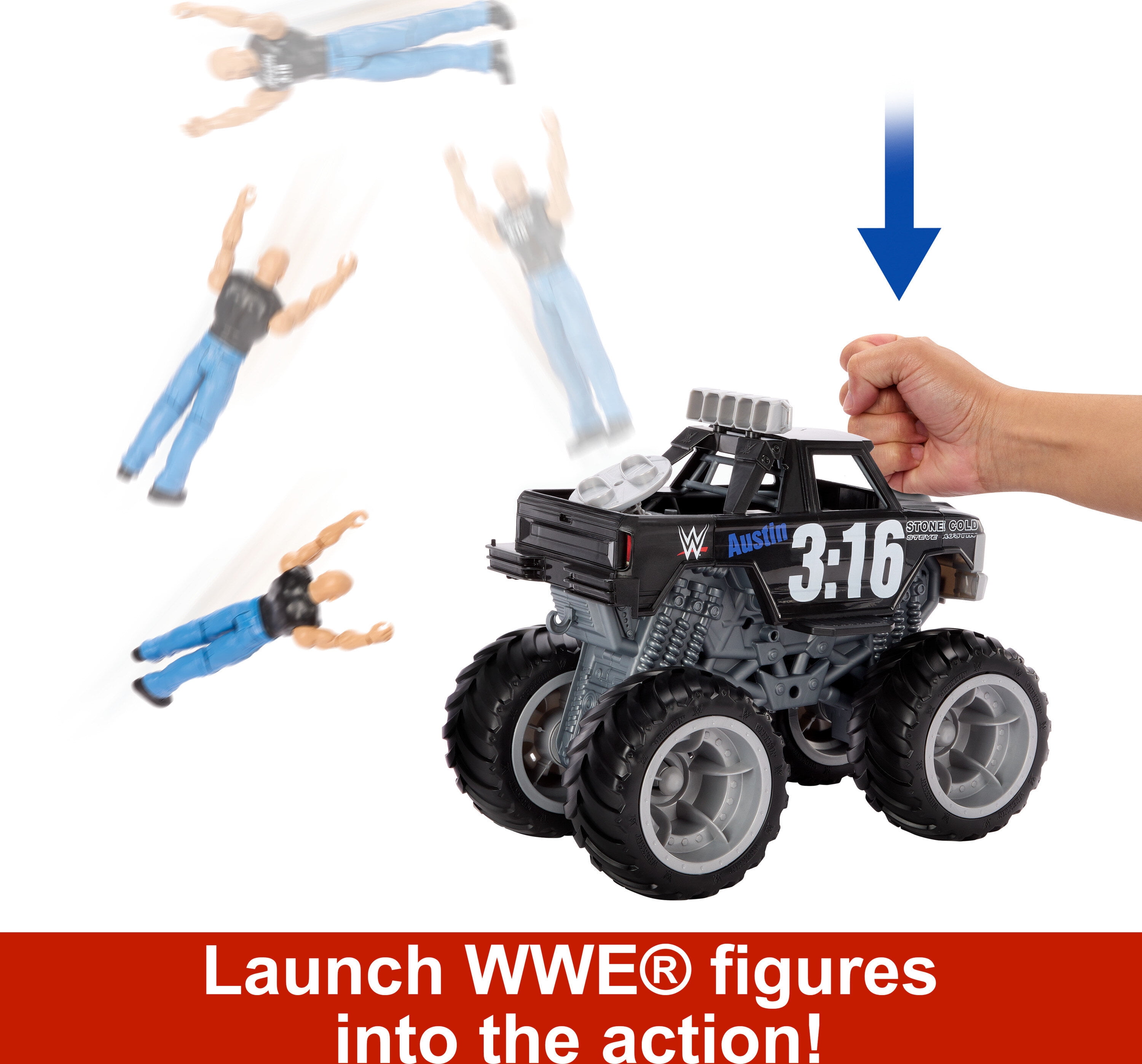 WWE Vehicle Wrekkin Stone Cold Crusher Monster Truck with Stone Cold Steve Austin Action Figure