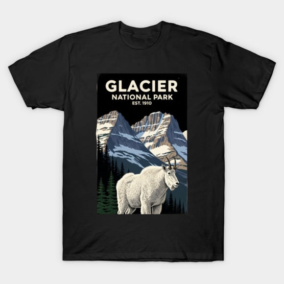 Glacier National Park Mountain Goat Vintage Travel Unisex T-shirt M10661, up to size 5XL