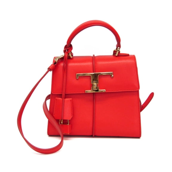 Pre-Owned Tod's T Timeless Women's Leather Handbag,Shoulder Bag Red Color