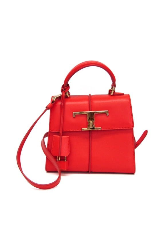 Pre-Owned Tod's T Timeless Women's Leather Handbag,Shoulder Bag Red Color