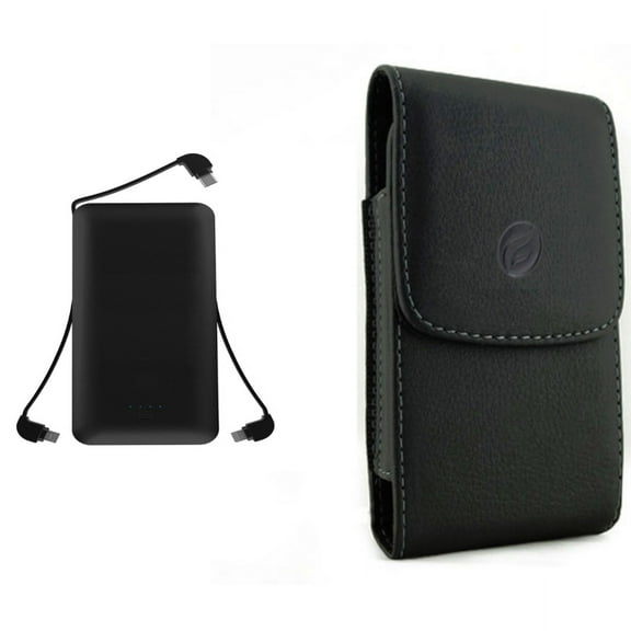 10000mAh Power Bank & Case Belt Clip for iPhone 15 Pro - Charger Backup Battery Portable USB Port and Leather Holster Cover Pouch P9O for iPhone 15 Pro (6.1")