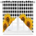 thumbnail image 2 of Farmhouse Sunflowers Swag Curtain Valance for Windows, Pastoral Rustic Floral Black Buffalo Plaid Window Treatments Short Swag Topper for Kitchen Windows Bathroom Bedroom, 36"x63", 2 of 8