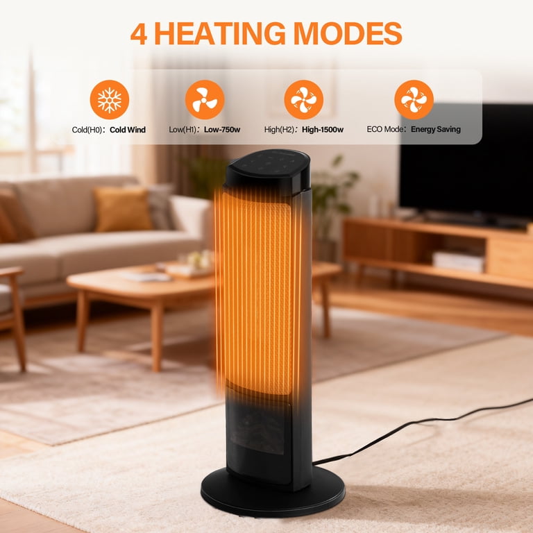 Oscillating Space Heater with Ambient Lighting photo 4
