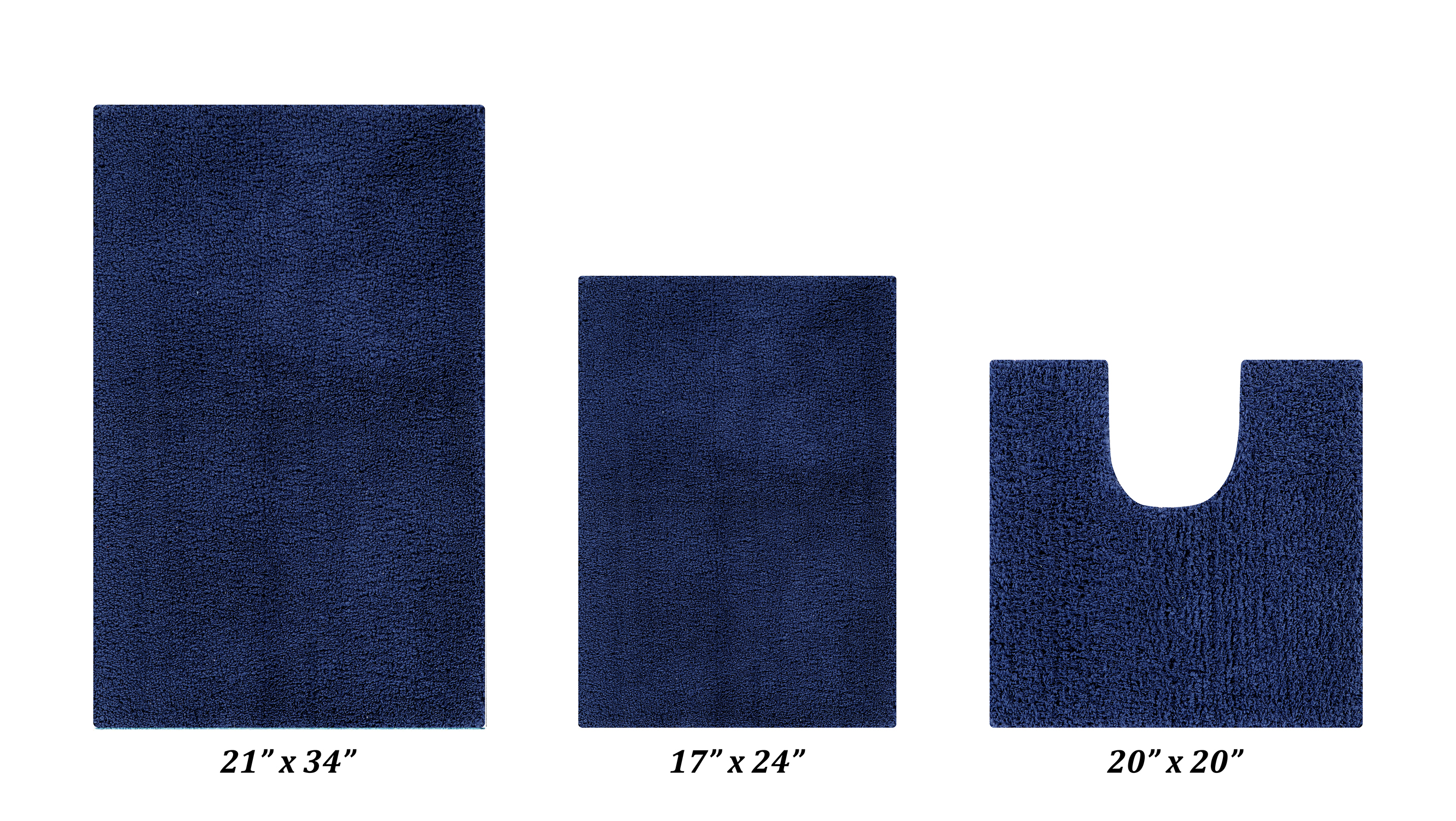 Better Trends 3 Piece Bathroom Rug Set 100% Polyester Bath Rug, Water Absorbent Non-Slip Bath Mat Machine Washable Micro Plush Collection - Navy