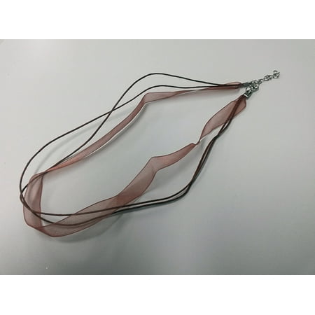 5319 Wax Ribbon - 5 Necklaces - Brown Organza Ribbon 16