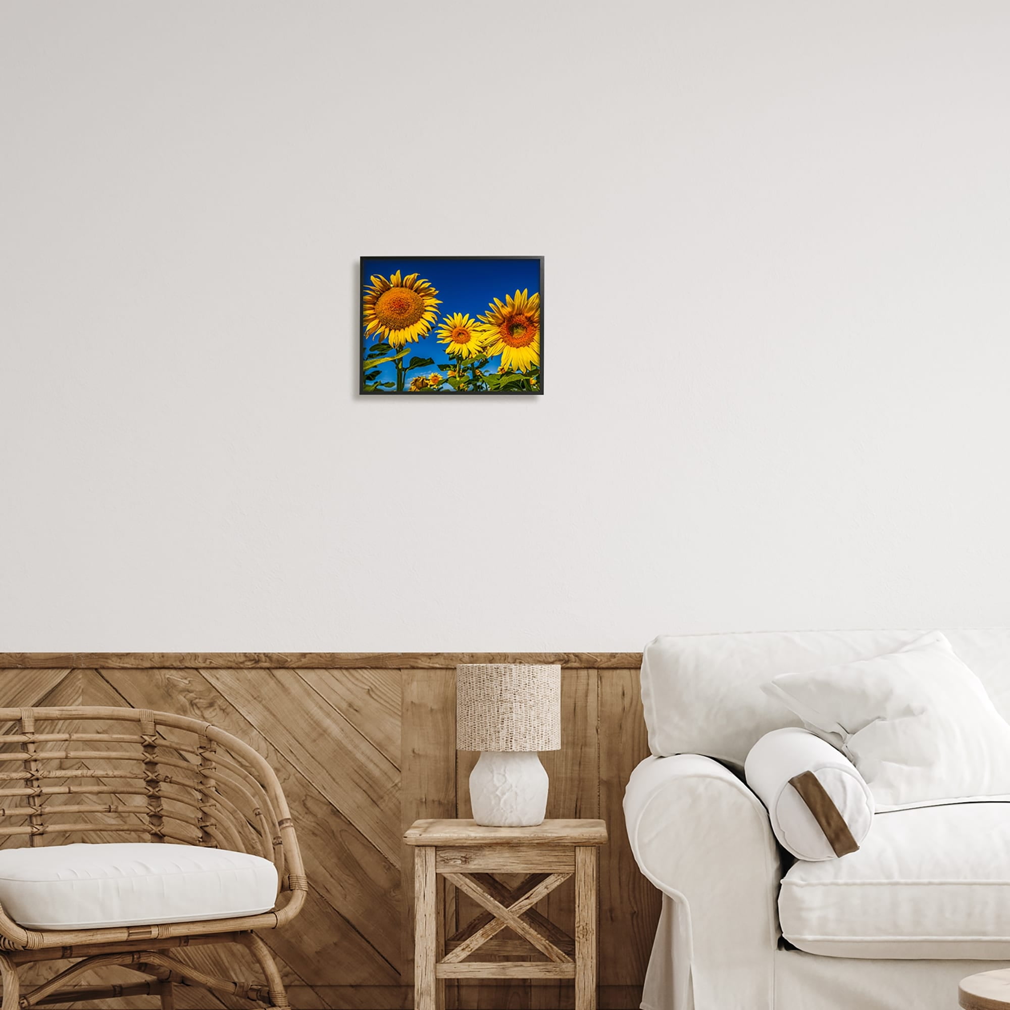 Stupell Industries Bold Sunflower Plants Against Clear Sunny Sky Photograph White Framed Art Print Wall Art, Design by Steve Smith