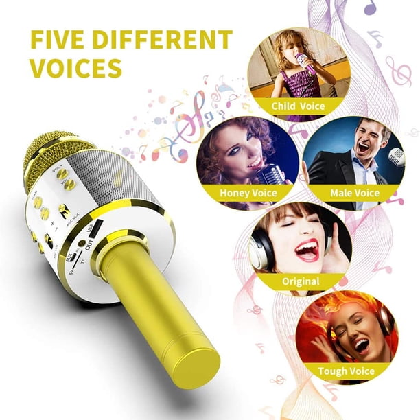 Micrófono de karaoke, altavoz de karaoke de mano DC 5V para teléfono inteligente Android/Apple Universal Accesorios Electrónicos