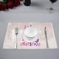 thumbnail image 3 of MKHERT Stylish Merry Christmas in Modern Violet Colors with Deer Silhouette Placemats Table Mats for Dining Room Kitchen Table Decoration 12x18 inch,Set of 4, 3 of 4