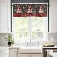 thumbnail image 3 of Christma Gnomes Kitchen Curtains and Valances Set, Rod Pocket Curtains Tier Farmhouse Window Curtains 36 Inch Length, Xmas Snowflake Brown Wooden Grain 3 Piece Kitchen Curtains Set, 3 of 6