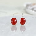 thumbnail image 3 of AeraVida Minimalist Oval Reconstructed Red Coral Sterling Silver Hook Dangle Earrings, 3 of 7