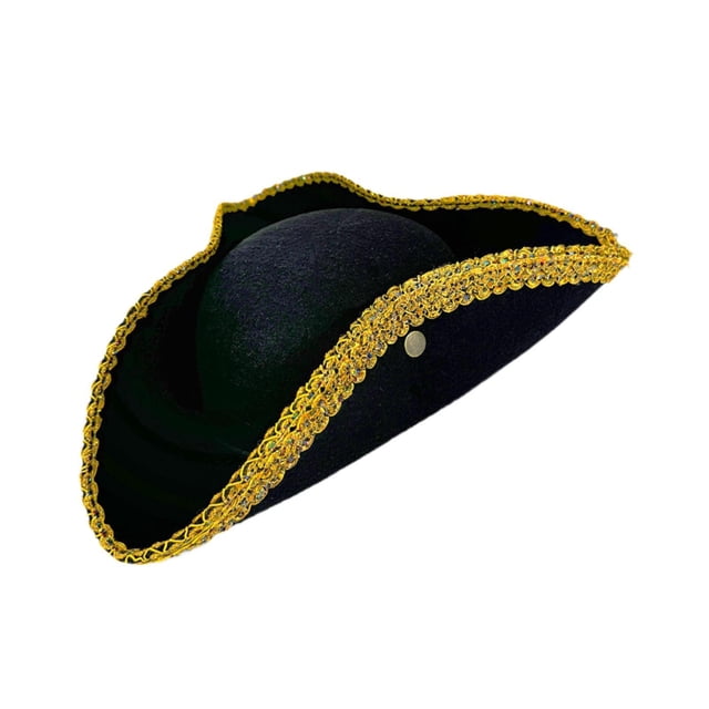 Sombrero pirata elegante de para cumpleaños, fiestas, disfraces y actuaciones en escenario. Sombrero con ala de doble encaje