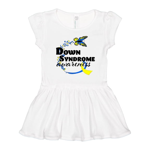 Inktastic Down Syndrome Awareness with Butterfly and Ribbon Girls Toddler Dress