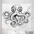 thumbnail image 1 of Octopus Tapestry, Illustration of Octopus in a Woodblock Style Monochromic Art, Fabric Wall Hanging Decor for Bedroom Living Room Dorm, 5 Sizes, Brown White, by Ambesonne, 1 of 1