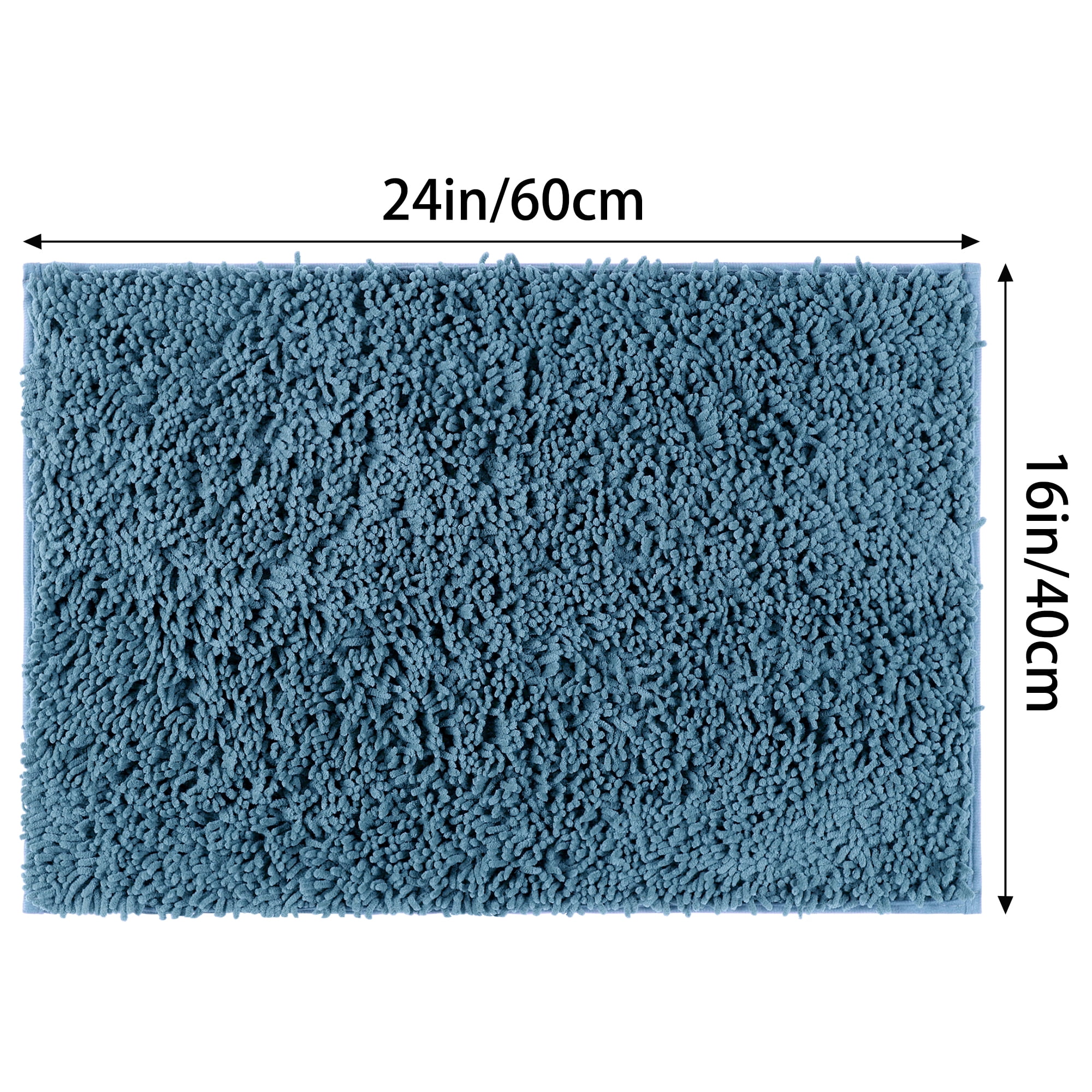 Unique Bargains Non-Slip Soft Fluffy Shag Washable Plush Bath Rugs for Bedroom Blue-1 16"x24"