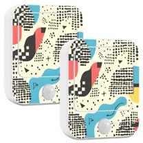 Yayeee 2-Pack Plug in LED Night Lights with Light Sensors Motion Detectors, Blue Retro Print