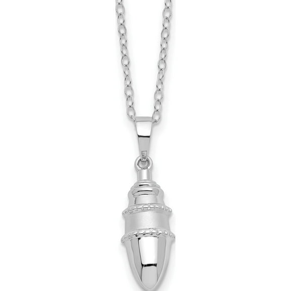 Sterling Silver Rhodium-Plated Beaded Bulb Shaped Ash Holder 18In Necklace Made In China qsx785