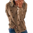 thumbnail image 1 of LUXUR Ladies Sweatshirt Stars Print Pullover Drawstring Hoodies Loose Fit Hooded Tops Long Sleeve Khaki XXL, 1 of 7