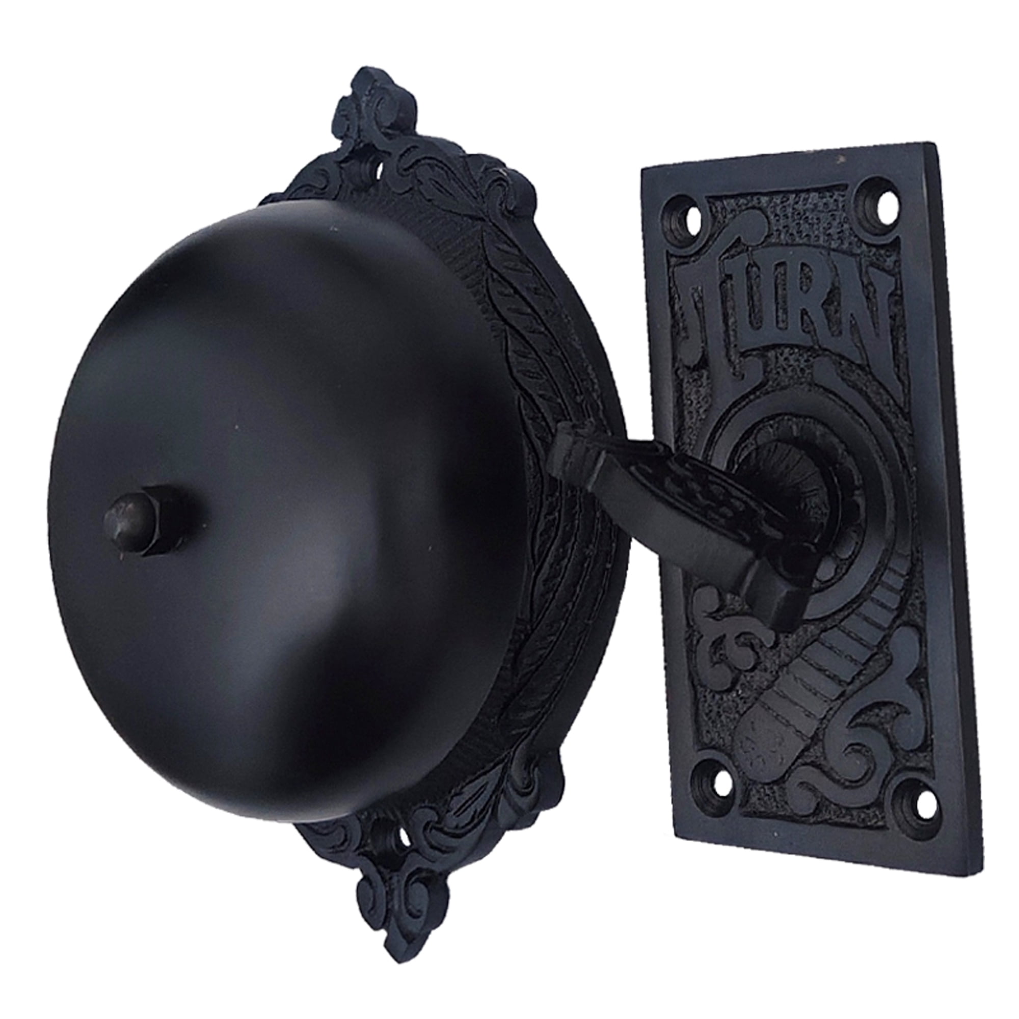 Shristy Hardware "Elohim" Brass Manual Old Fashioned Door Bell – Vintage Twist Bell with Key Plate – Mechanical Doorbell for Home – (Pack of 1 Black Antique Finish)